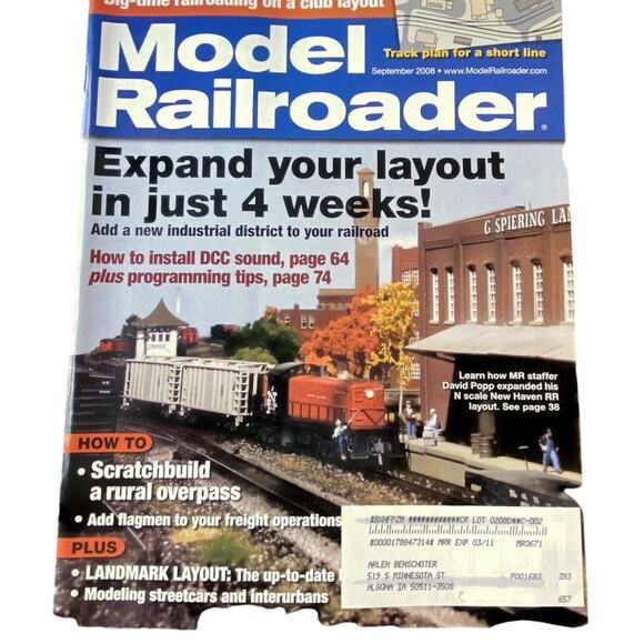 Model Railroader September 2008 Expand Your Layout In Just 4 Weeks Scratchbuild - Picture 1 of 4